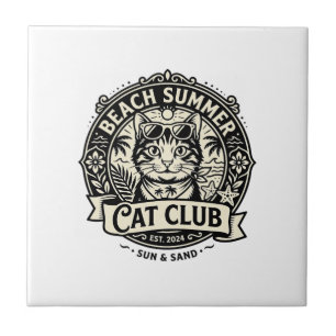 Strand Sommer Katze Lustige Katze Grafik - Strand Fliese