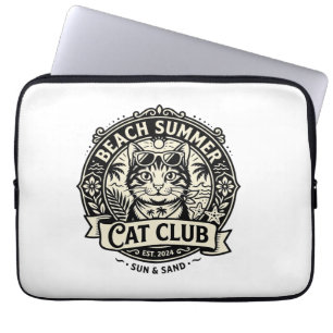 Strand Sommer Katze Lustige Katze Grafik - Strand Laptopschutzhülle