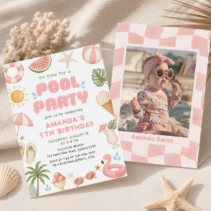 Strand Sommer Poolparty Geburtstags-Fotoeinladung Einladung