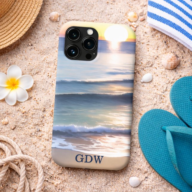 Strand Sonne & Surf Monogramm  Case-Mate iPhone Hülle (Von Creator hochgeladen)