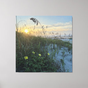 Strand Sonnenaufgang über Dünen Leinwanddruck