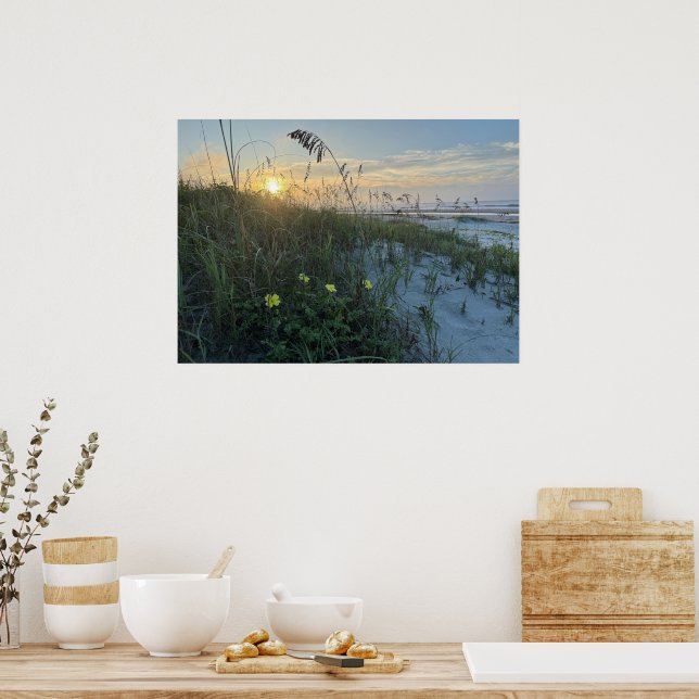 Strand Sonnenaufgang über Dünen Poster (Küche)