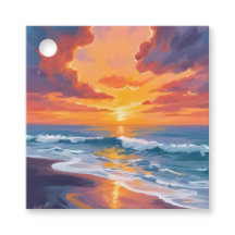 Strand Sonnenuntergang Aquarell Ozean Gemälde