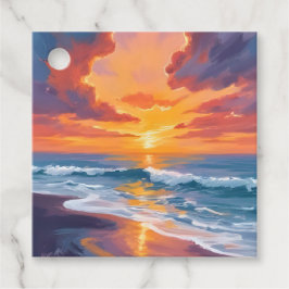 Strand Sonnenuntergang Aquarell Ozean Gemälde Geschenkanhänger