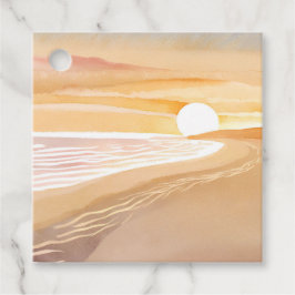 Strand Sonnenuntergang Aquarell | Schön Gelb Gemal Geschenkanhänger