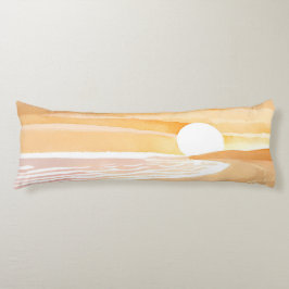 Strand Sonnenuntergang Aquarell | Schönes Gelb Seitenschläferkissen