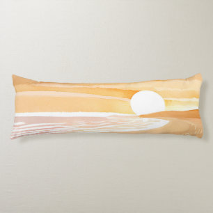 Strand Sonnenuntergang Aquarell Schönes Gelb Seitenschläferkissen
