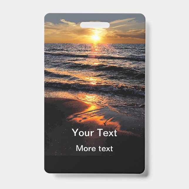 Strand-Sonnenuntergang-Geschäft oder inspirierend Ausweis (Vorderseite)