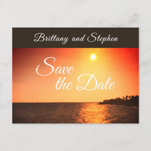 Strand-Sonnenuntergang-Hochzeit Save The Date Ankündigungspostkarte