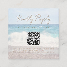 Strand Sonnenuntergang Meer Hochzeit Scan Code RSV Begleitkarte