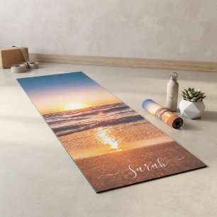 Strand Sonnenuntergang Meer Sand Personalisierter Yogamatte