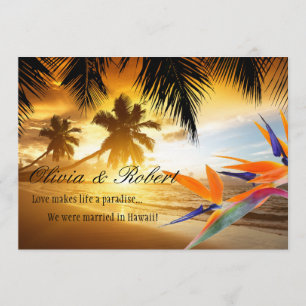 Strand Sonnenuntergang Palmen Paradiesvogel Empfan Einladung