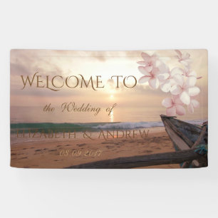 Strand Sonnenuntergang Plumeria Hochzeitsbanner Banner