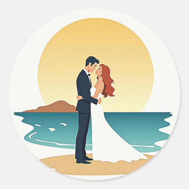 Strand Sonnenuntergang Romantik Sticker (Vorderseite)
