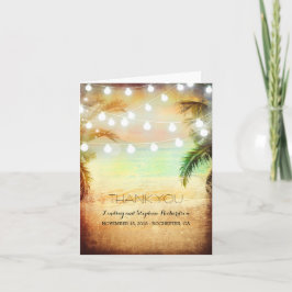 Strand-Sonnenuntergang-romantische Hochzeit danken Dankeskarte