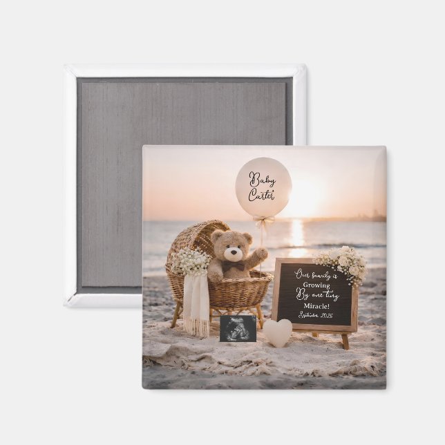 Strand Sonnenuntergang Schwangerschaftsankündigung Magnet (Vorderseite/Rückseite)
