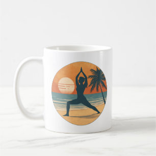 Strand Sonnenuntergang Yoga Silhouette   Küsten-Yo Kaffeetasse