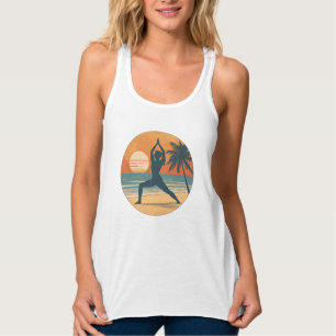 Strand Sonnenuntergang Yoga Silhouette   Küsten-Yo Tank Top