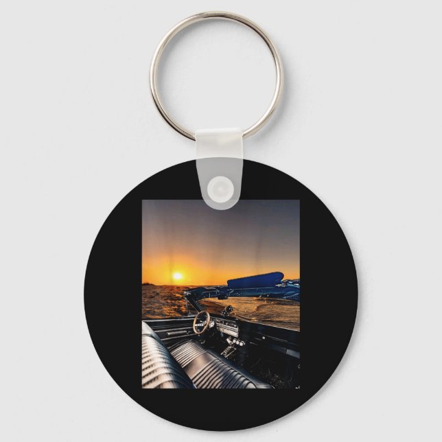 Strand Sonnenuntergangsfahrt Schlüsselanhänger (Vorderseite)