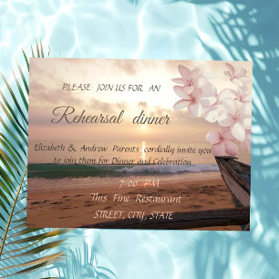 Strand-Sonnenunterzeit-Hochzeit, Plumeria-Probeess Einladung
