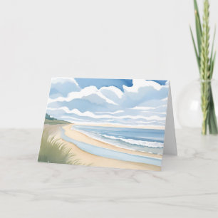 Strand Spaziergang Küstenozean Aquarell Karte