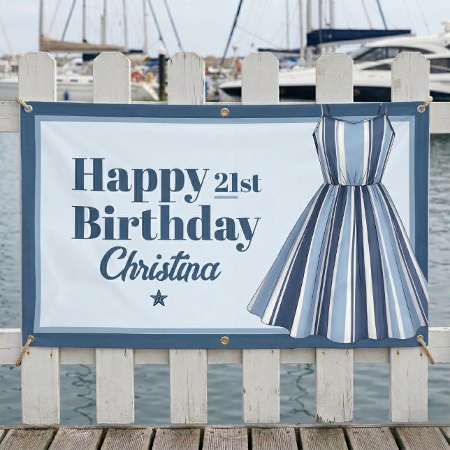Strand Streifen-Feier Geburtstag Banner (Add a touch of nautical class to any birthday)