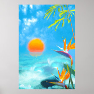 STRAND SUNSET PARADISE Vögel des Paradieses Poster
