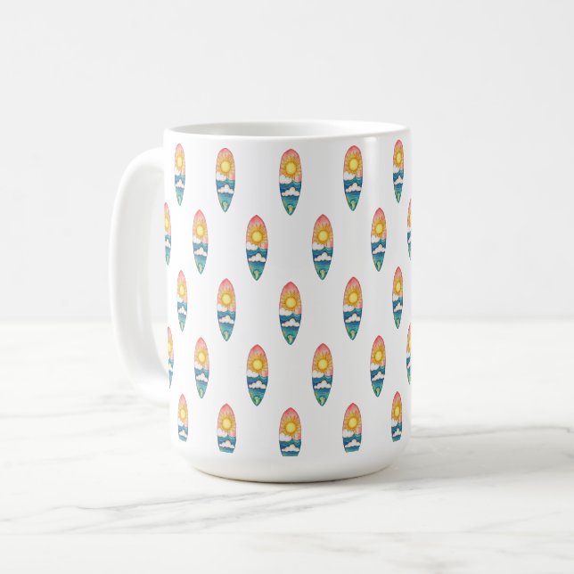 Strand-Surfbrett-Muster-Tasse Kaffeetasse (Vorderseite Links)