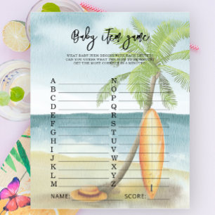 Strand surfen - Baby Artikel Spiel. Baby Shower Sp