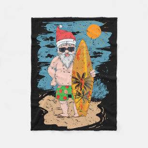 Strand Surfen Santa Lustiger Sommer Hawaii Weihnac Fleecedecke