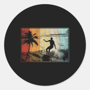 Strand Surfen Surfbrett Vintage Retro Surfer Runder Aufkleber
