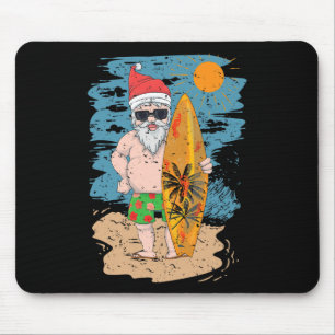 Strand Surfen Weihnachtsmann Lustiger Sommer Hawai Mousepad
