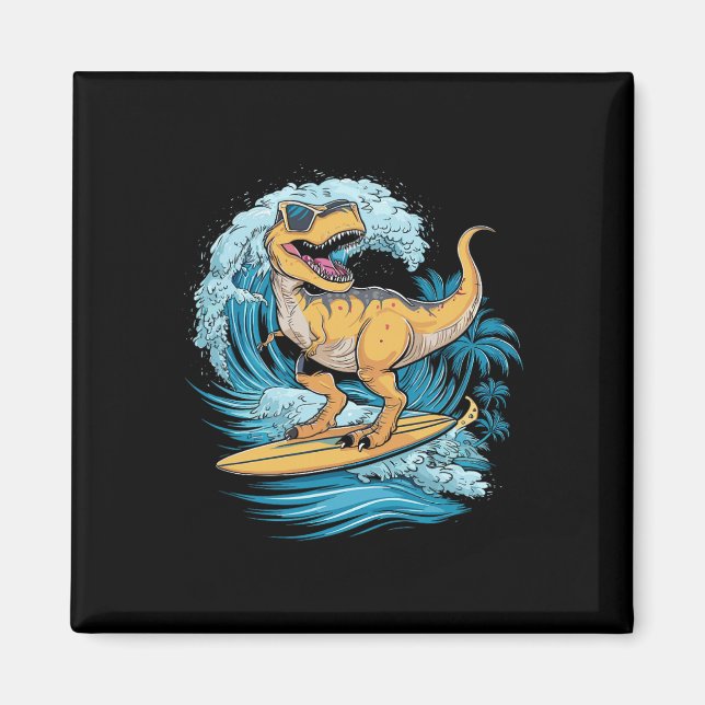 Strand Surfende Dinosaurier T-Rex Surfer  Magnet (Vorne)