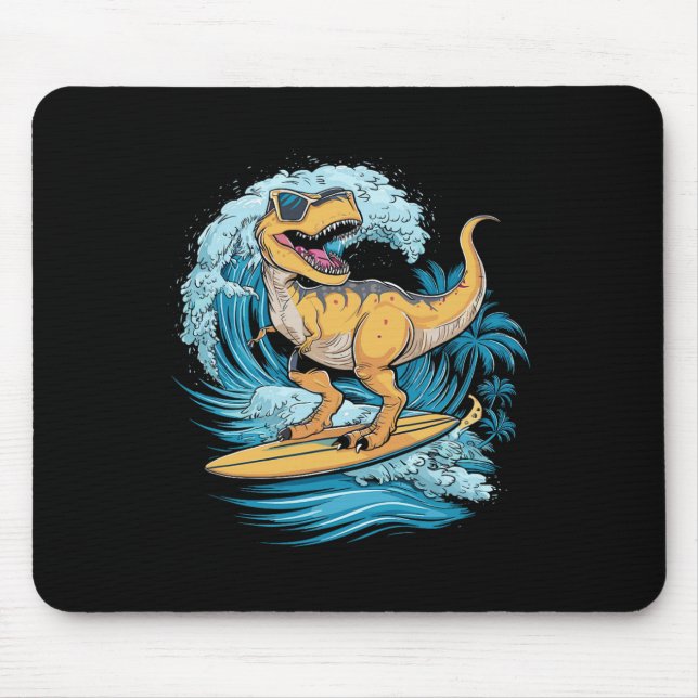 Strand Surfing Dinosaur T-Rex Surfer  Mousepad (Vorne)