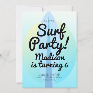 Strand-Surfing-Party Ombre Blau Einladung