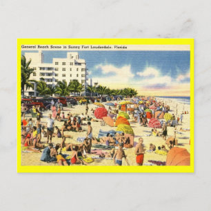 Strand Szene, Fort Lauderdale, Florida Vintag Postkarte