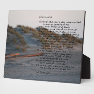 Strand-Szene mit Gedicht "Impressions"-Plakette Fotoplatte