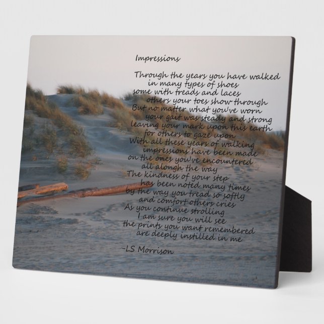 Strand-Szene mit Gedicht "Impressions"-Plakette Fotoplatte (Seite)