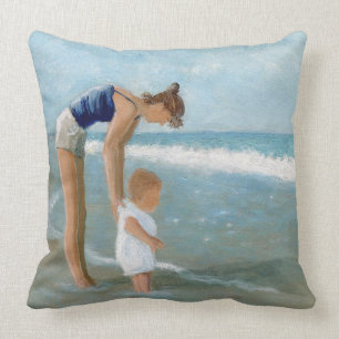 Strand-Szene mit Mutter und Baby Kissen