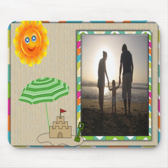 Strand-Szene, Sun, Sand, Sandcastle-Foto-Schablone Mousepad (Vorne)