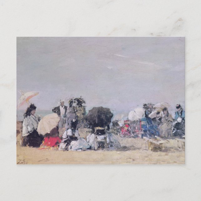 Strand Szene, Trouville, 1873 Postkarte (Vorderseite)