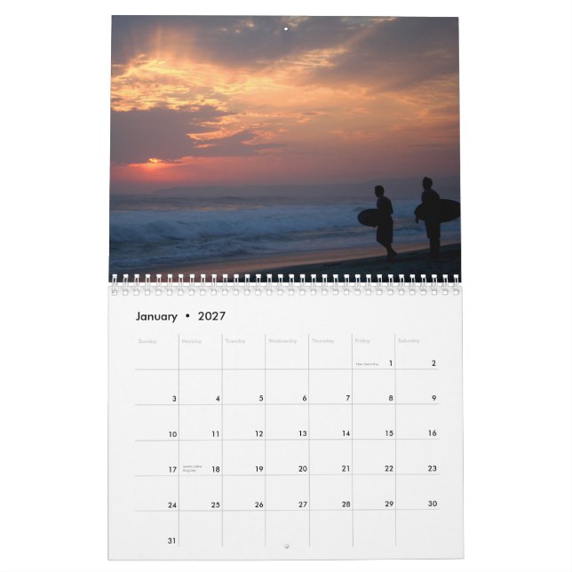 Strand-Szenen Kalender (Jan 2027)