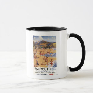 Strand-Szenen-Mutter und Kinder British Rail Tasse