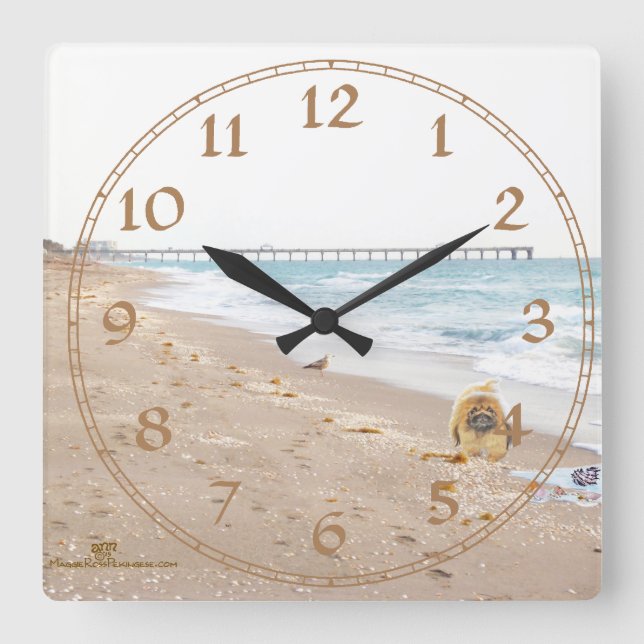 Strand-Tag Quadratische Wanduhr (Vorderseite)