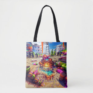 Strand-Tasche Familie Sand Willkommen Luftballons