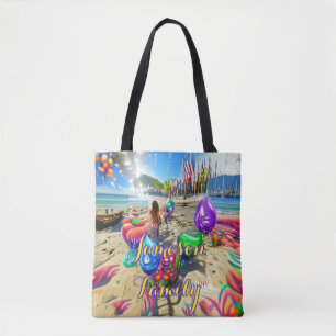 Strand-Tasche Familie Sand Willkommen Luftballons