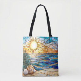 Strand-Tasche mit Glasmalerei-Sonnenuntergang