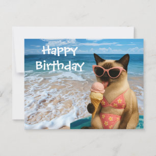 Strand Thema für Cat Lover Geburtstag Postkarte
