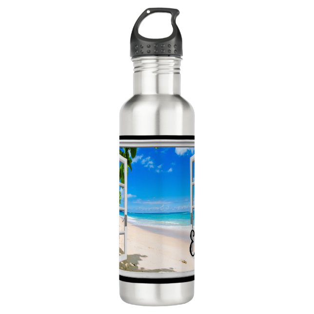 Strand-Themed personalisierte Wasser-Flasche Edelstahlflasche (Vorderseite)
