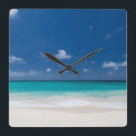 Strand-themenorientierte Geschenk-große Quadratische Wanduhr<br><div class="desc">Setzen Sie themenorientierte Geschenke - große kundenspezifische quadratische Wanduhr auf den Strand</div>